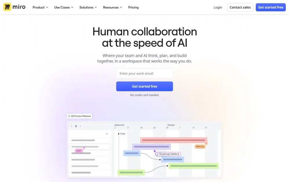 Screenshot of miro.com visual collaboration canvas used for strategic planning and mind mapping